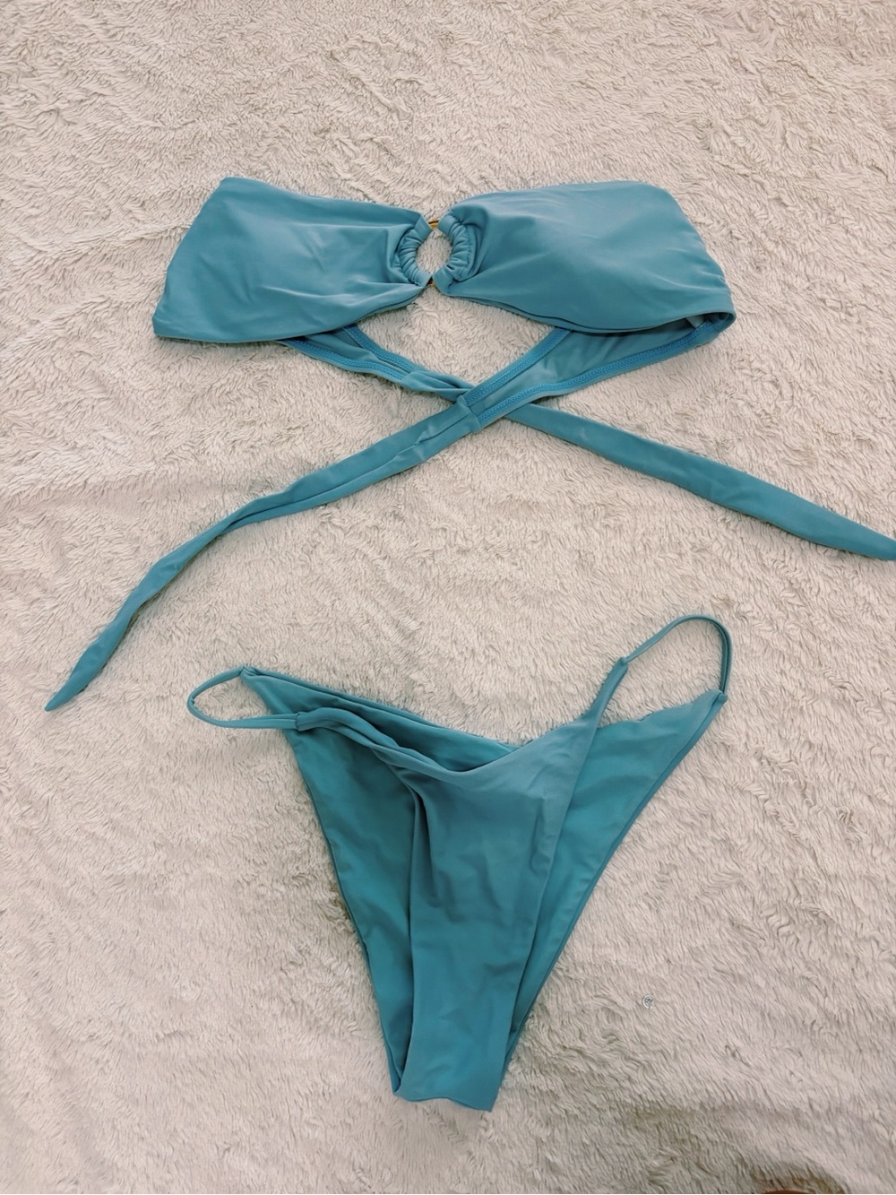 Blue strapless bikini set